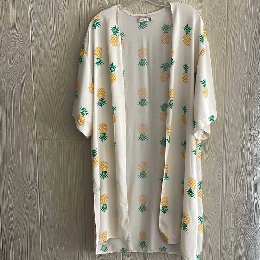 LUSH Swimsuit Coverup Pineapple Print Bathing Suit Cover Up Vacation Resort Sz S